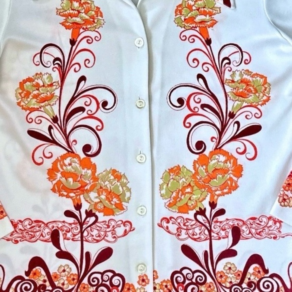 1960s Print Masters California Blouse Mod Button-Front Shirt Retro Psychedelic - Picture 5 of 9